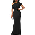 Off-shoulder ruched formal maxi evening dress with bodycon fit