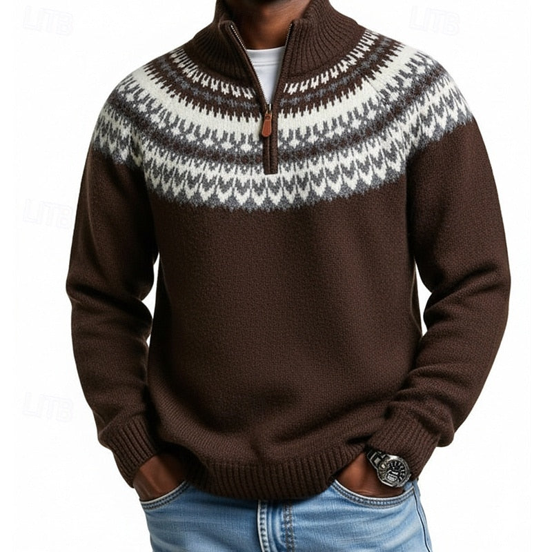 Elias | Patterned Quarter Zip Jumper