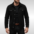 Men's corduroy trucker jacket with point collar, button front and chest flap pockets