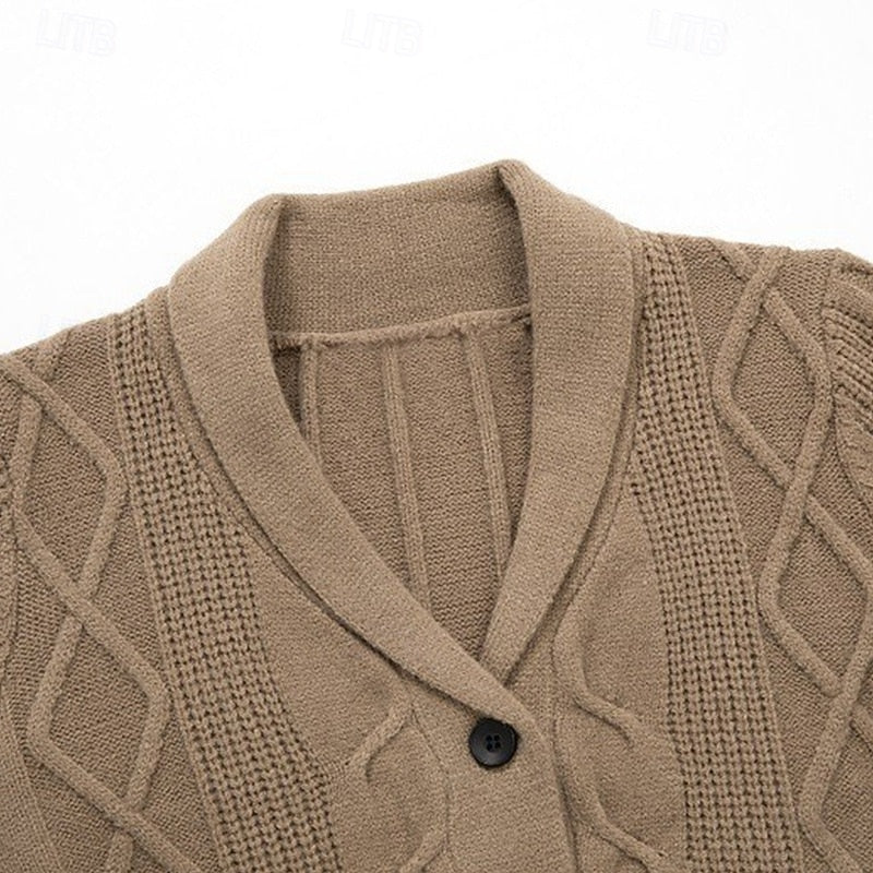 Alistair | Cable Knit Shawl Collar Cardigan