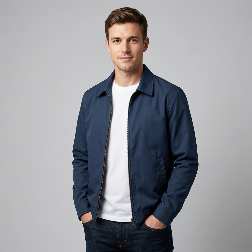 Men's point collar harrington bomber jacket, view 5