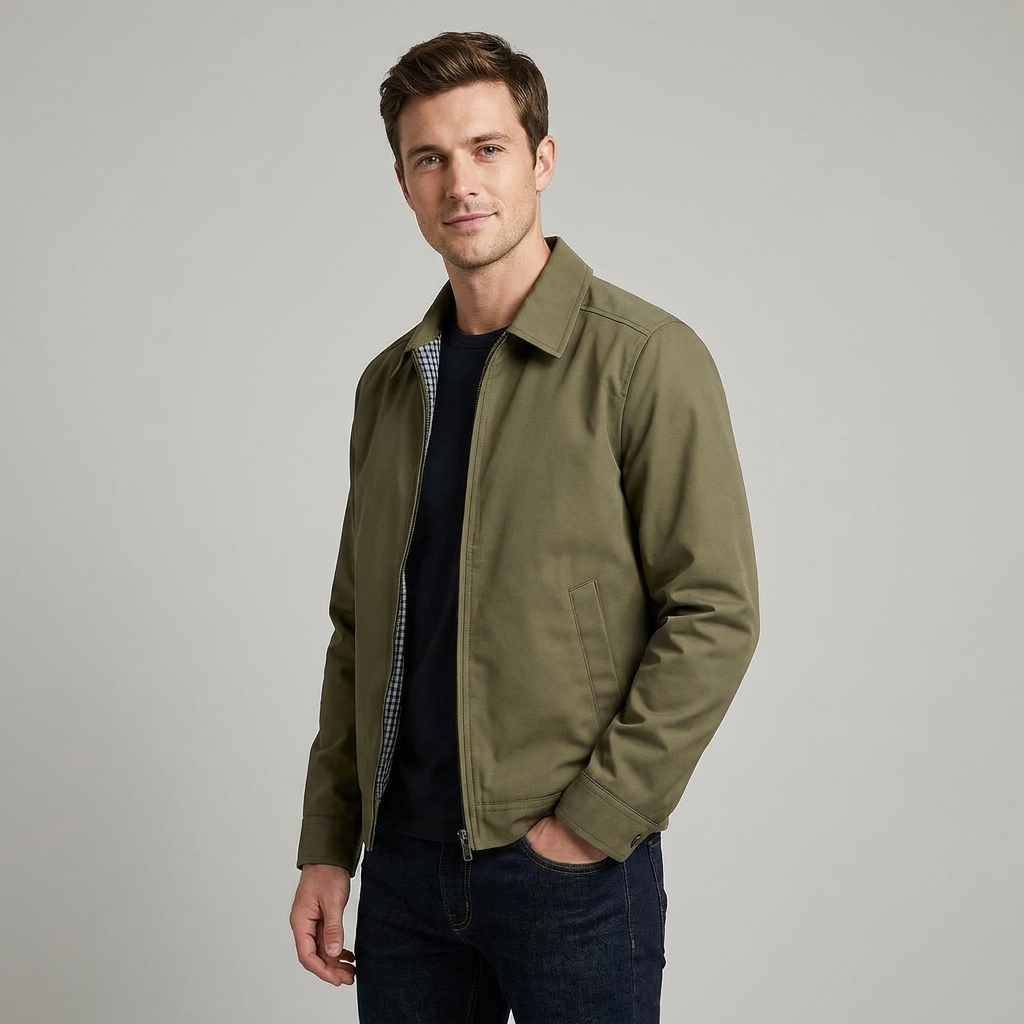 Men's point collar harrington bomber jacket, view 7