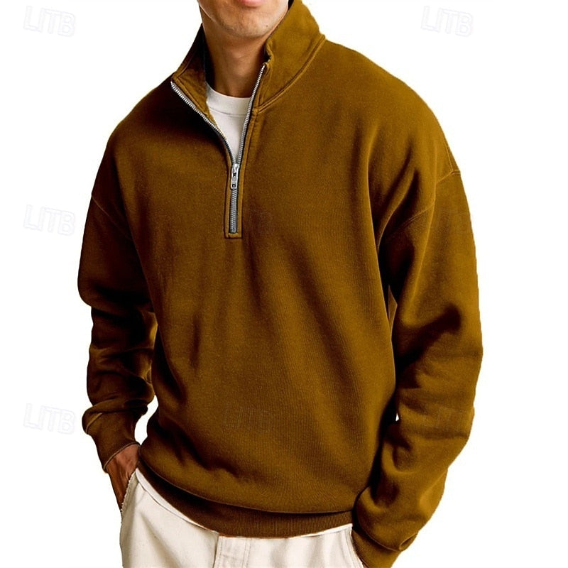 Men's quarter zip sweatshirt, back view