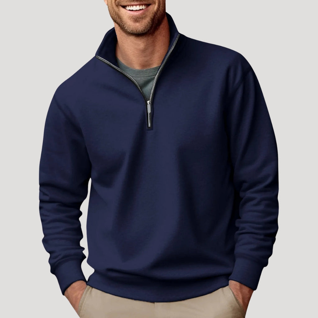 Men's classic quarter zip pullover, back view