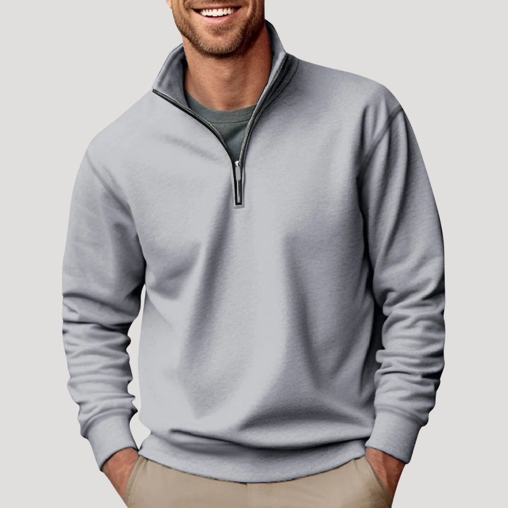 Men's classic quarter zip pullover, detail