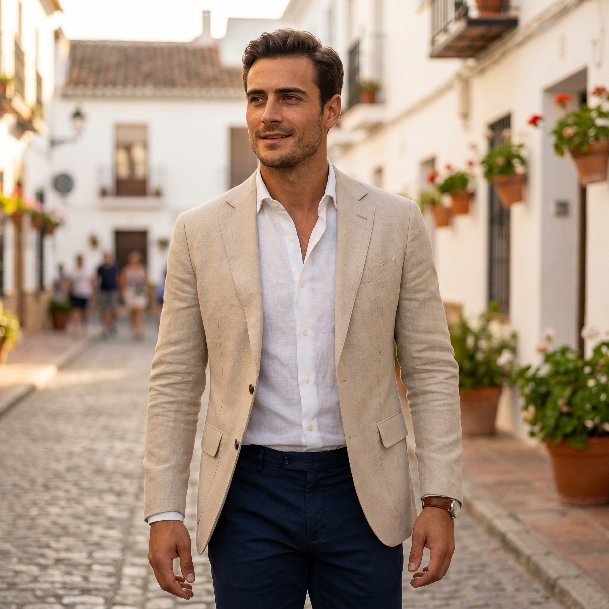 Men's smart casual unstructured blazer, detail