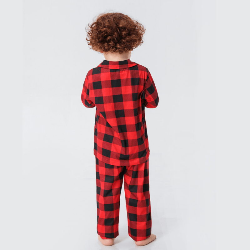 Red and black buffalo check matching family Christmas pyjamas - view 11