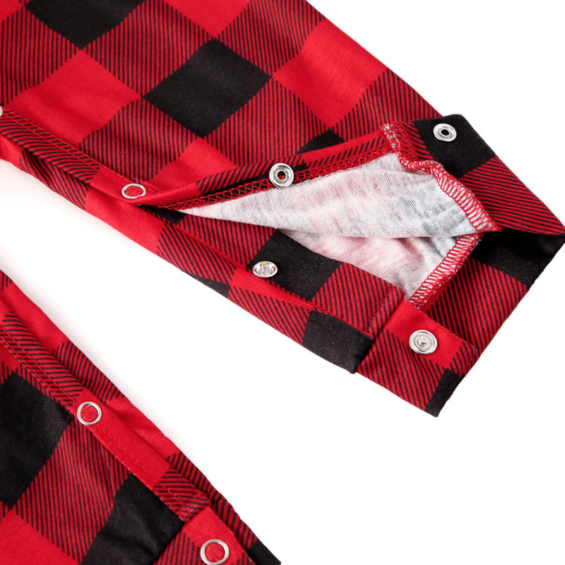 Red and black buffalo check matching family Christmas pyjamas - view 14