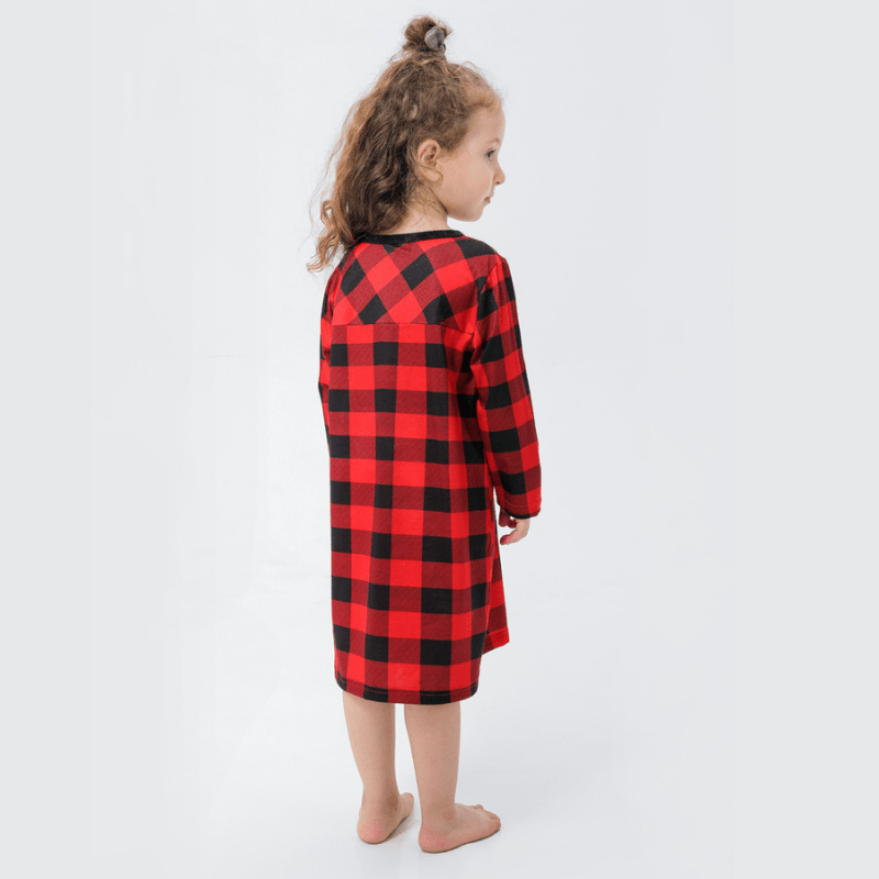 Red and black buffalo check matching family Christmas pyjamas - view 9