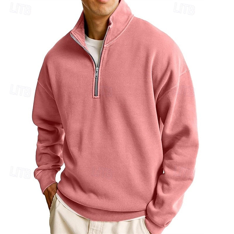 Men's quarter zip sweatshirt, side view