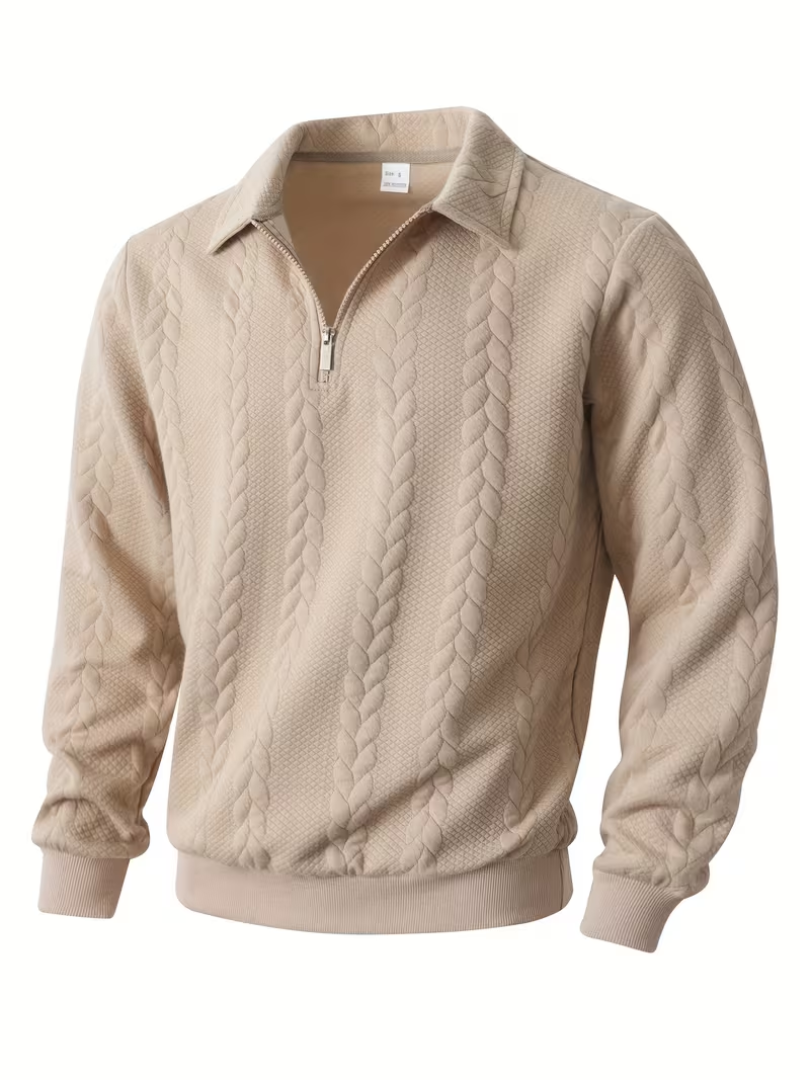 Men's cable knit quarter zip jumper