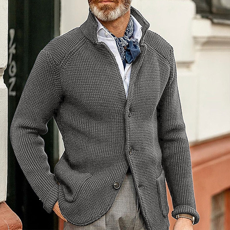Judah | Textured Stand Collar Cardigan