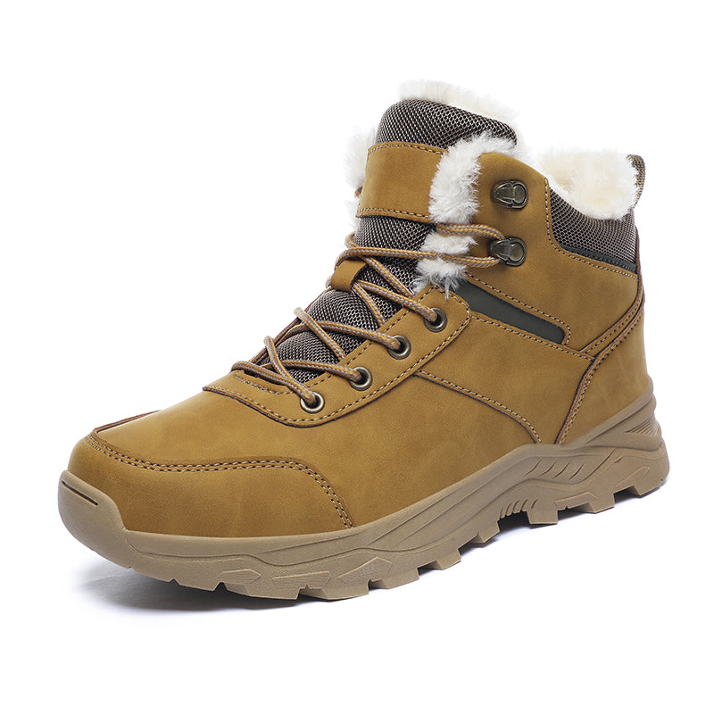 Men's waterproof insulated leather boots, back view