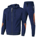 Men's two-piece tracksuit with full-zip hooded jacket and striped joggers - view 2
