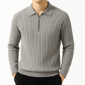 Men's ribbed quarter zip jumper with polo collar