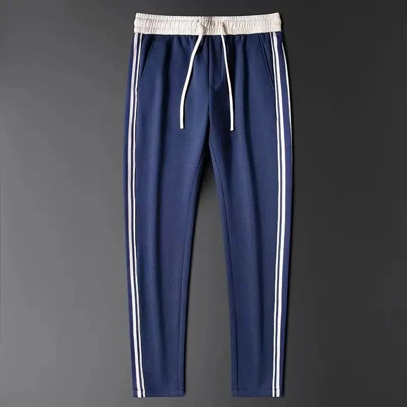 Mens tracksuit with side stripe zip athletic jacket and drawstring trousers - view 6
