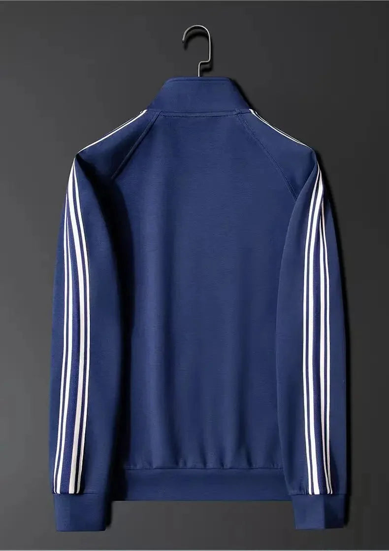 Mens tracksuit with side stripe zip athletic jacket and drawstring trousers - view 7