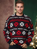 Men's crew neck Christmas jumper with snowflake and Merry Christmas jacquard knit pattern