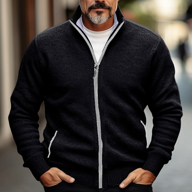 Willoughby | Zip Front Stand Collar Cardigan