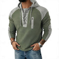 Men's lace up hooded pullover