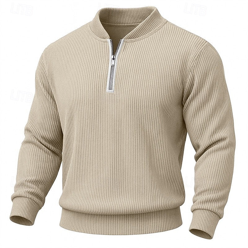 Hector | Ribbed Stand Collar Quarter Zip Pullover