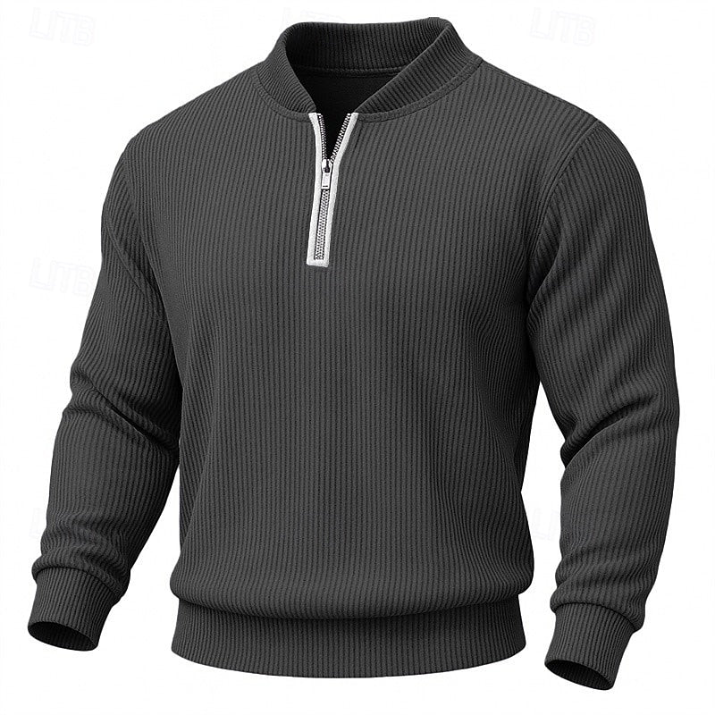 Hector | Ribbed Stand Collar Quarter Zip Pullover