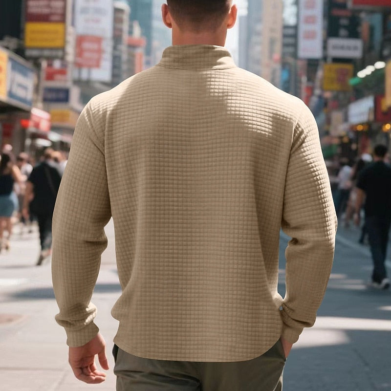 Men's textured quarter zip sweatshirt, view 7