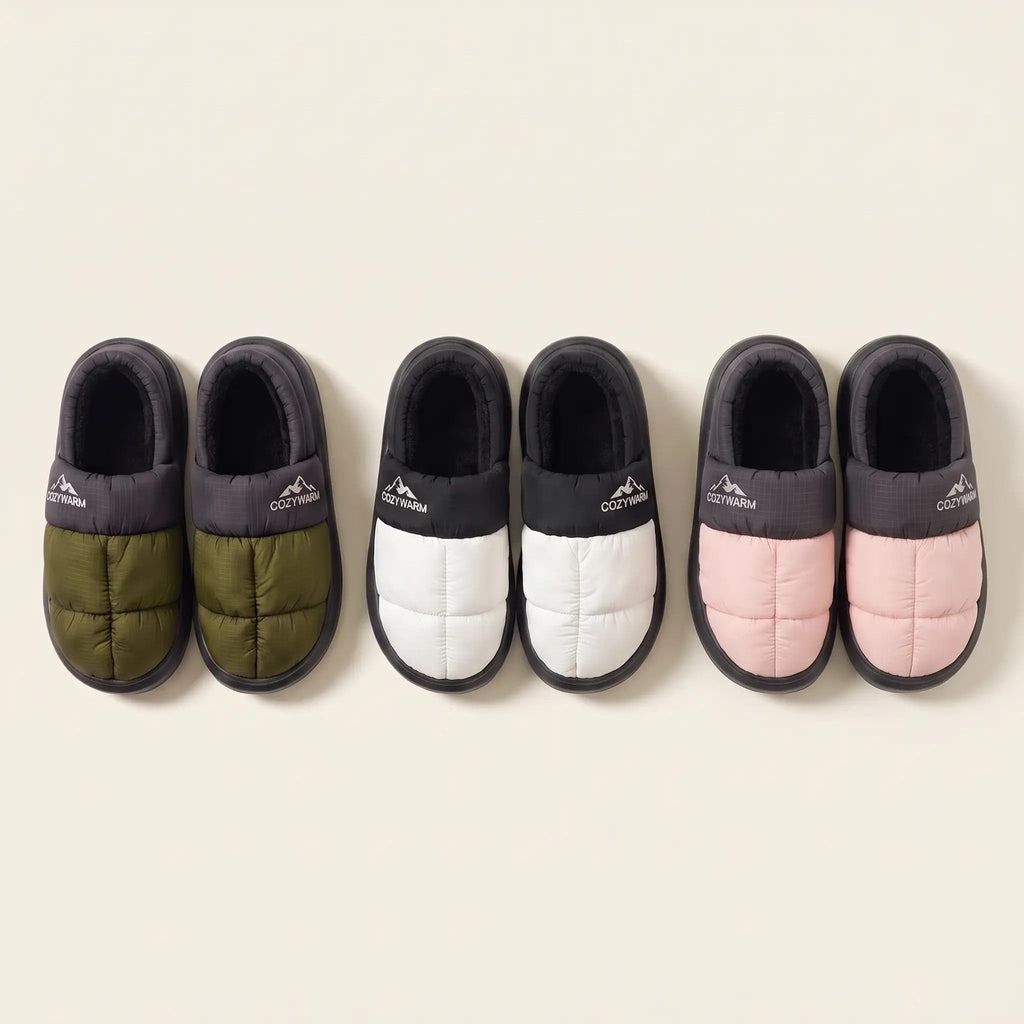 Fleece lined puffer house slippers with quilted upper, closed back and ribbed sole - view 8