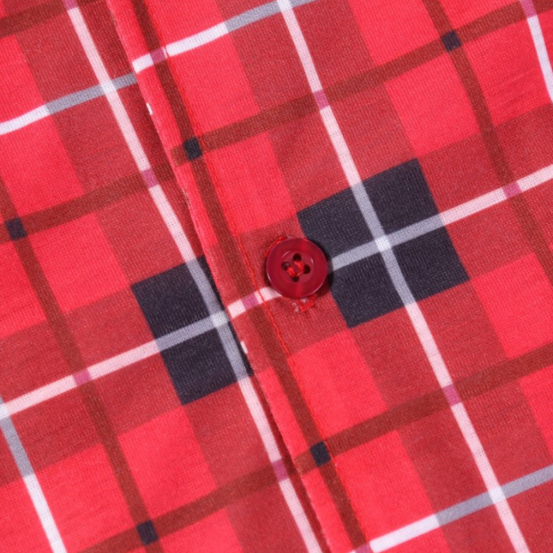 Matching family Christmas pyjamas in red tartan plaid for adults, kids, baby and dog - view 8