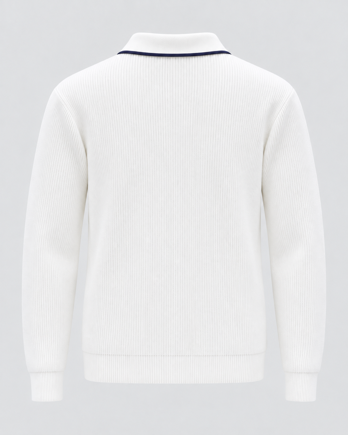 Men's ribbed knit polo sweater with open Johnny collar and contrast tipping - view 8