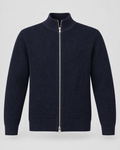Men's ribbed knit zip up sweater with stand collar and silver-tone zip - view 10