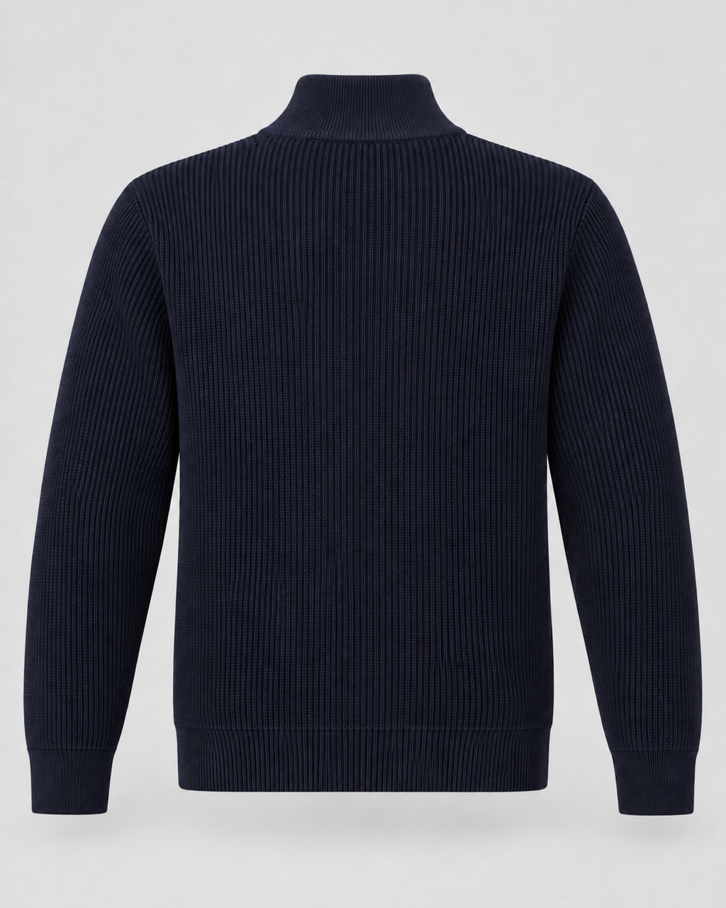 Men's ribbed knit zip up sweater with stand collar and silver-tone zip - view 6