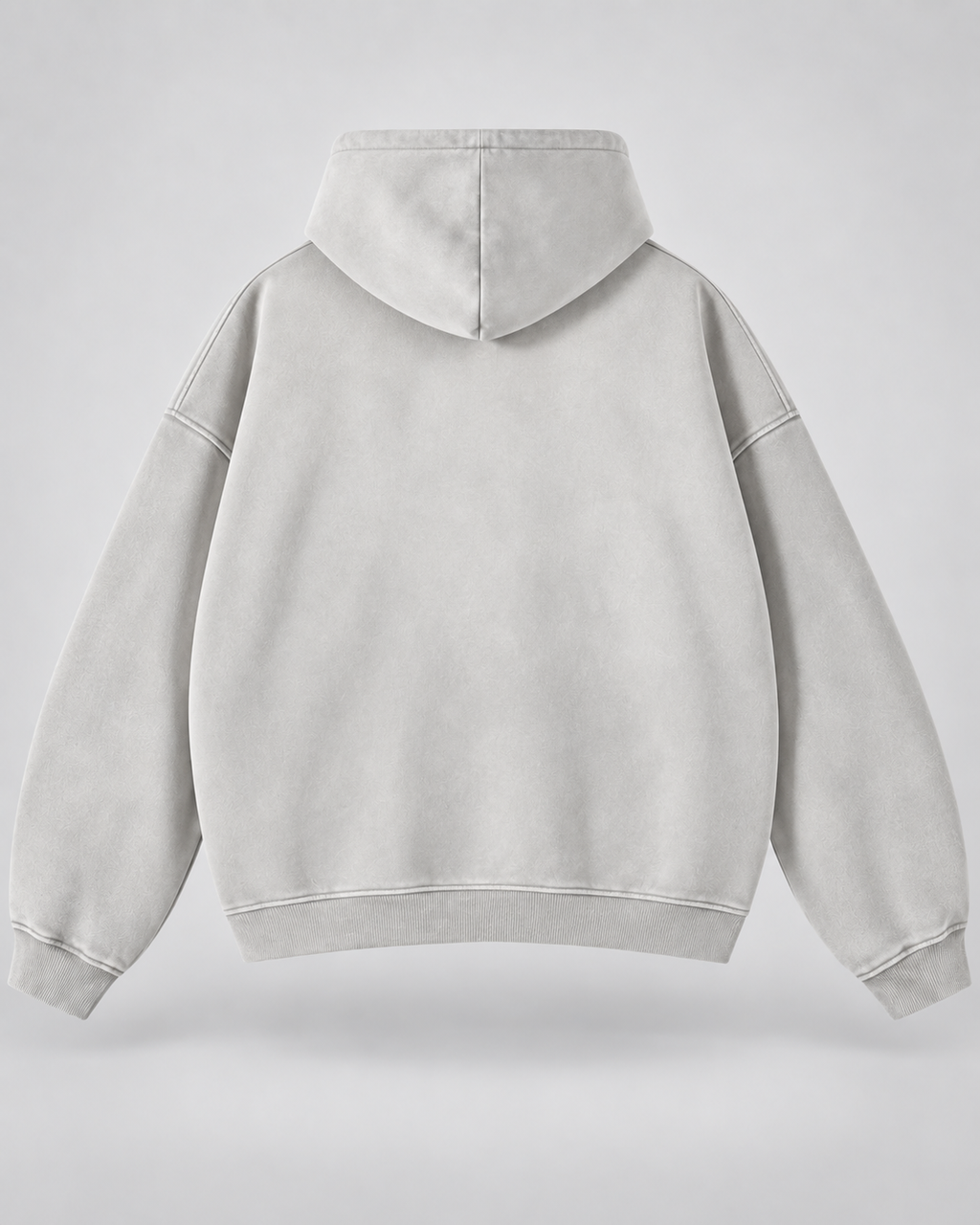 Man wearing an oversized washed zip up hoodie with kangaroo pocket and ribbed cuffs - view 5