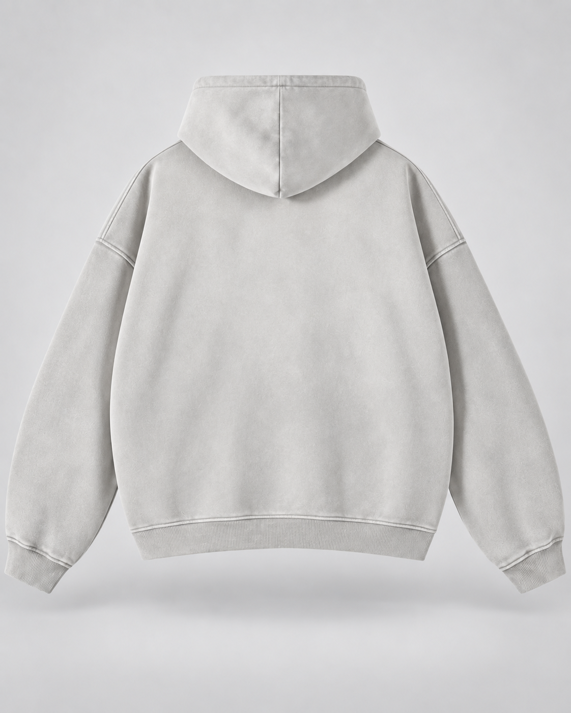 Man wearing an oversized washed zip up hoodie with kangaroo pocket and ribbed cuffs - view 5