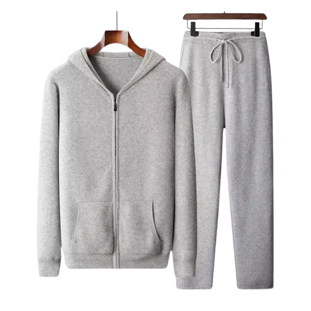 Men's wool feel zip tracksuit set