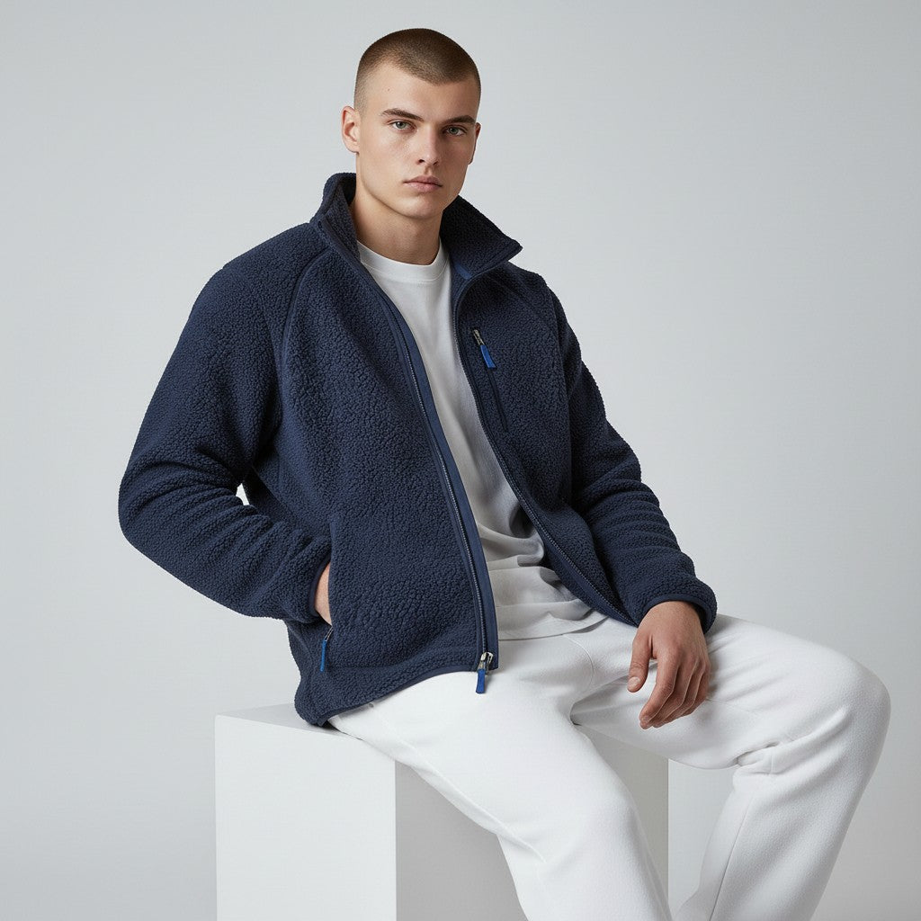 Men's sherpa fleece zip jacket, view 9