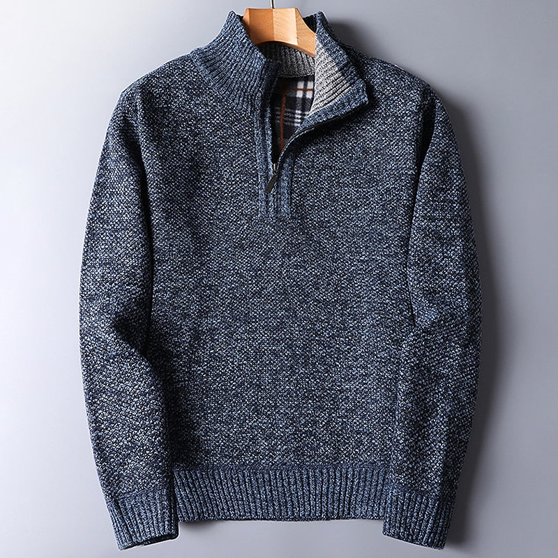 Men's quarter zip stand collar jumper