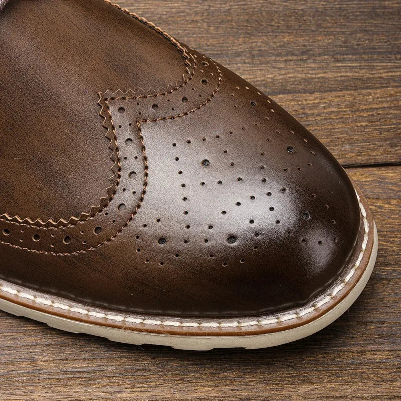 Men's classic leather dress shoes, side view