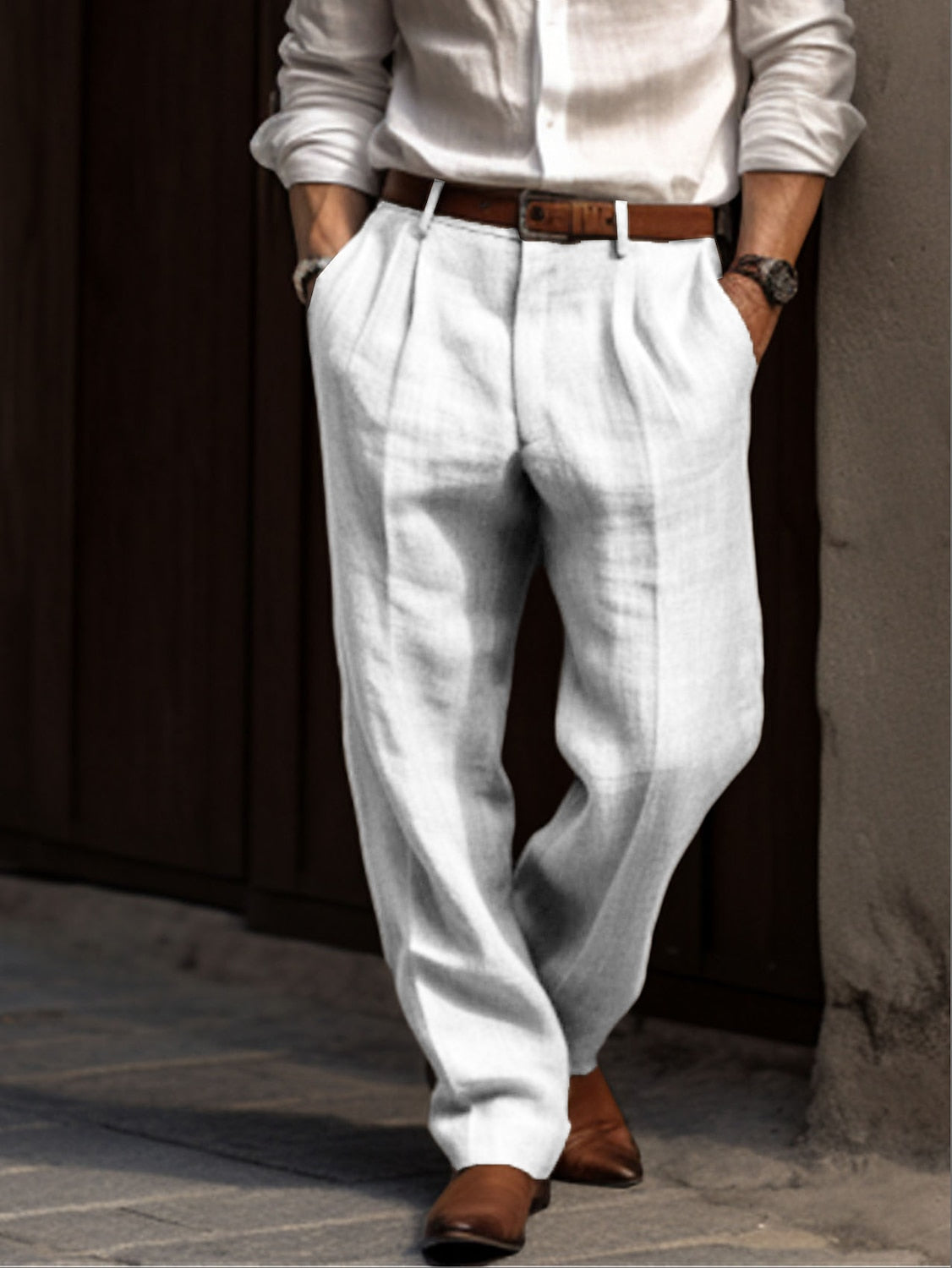 Men's loose fit tailored business trousers, view 8