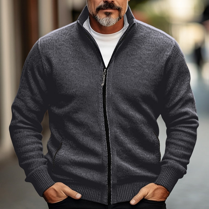 Willoughby | Zip Front Stand Collar Cardigan