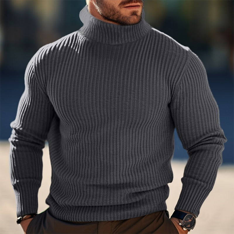 Men's ribbed roll neck jumper
