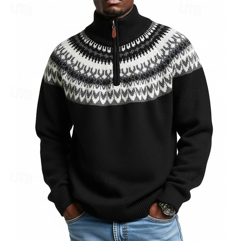Elias | Patterned Quarter Zip Jumper