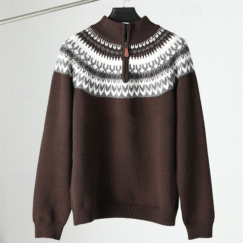 Men's patterned quarter zip jumper, detail